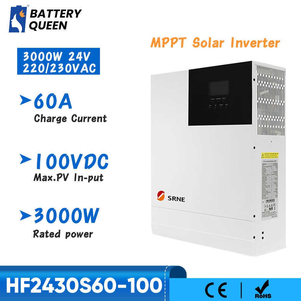 SRNE 3000W 24V Hybrid Solar Inverter 220V 230V AC Pure Sine Wave