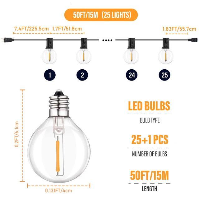 Led-15m-25 Lights-Eu Plug-220v