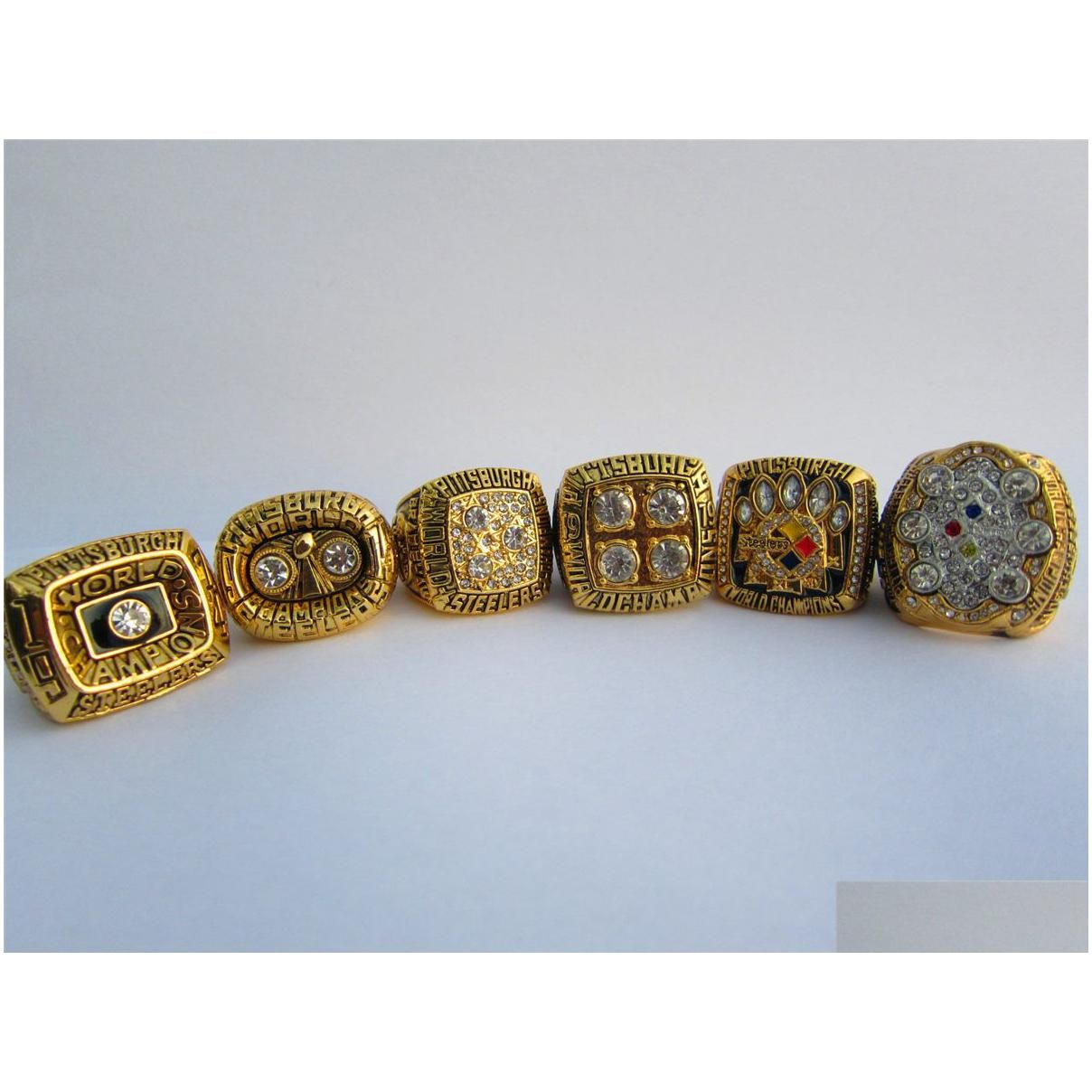 Anello da 6 pezzi di anello Steeler senza scatola di legno