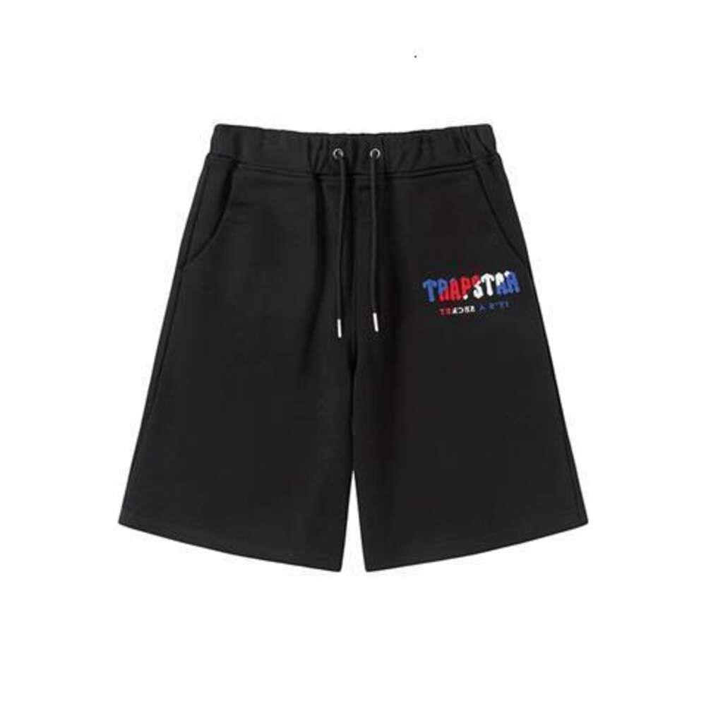 black blue red embroidery shorts