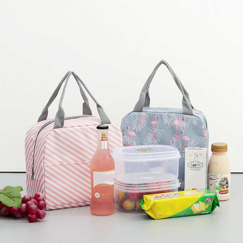 Functional Pattern Cooler Lunch Box Portable Insulated Canvas
