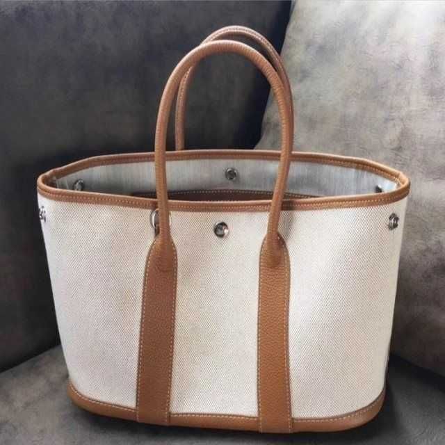 Canvas with leather large khaki silk