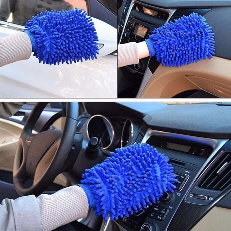 Car Wash Mitt Scratch Free Double Sided Chenille Pink Soft Washing Glove  For Vehicle Cleaning
