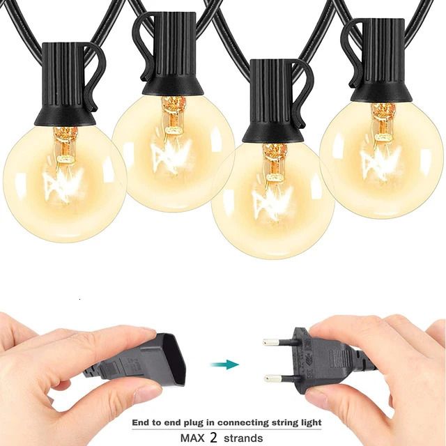 G40 Bahçe Garland-Eu Plug-10m 15 Bulbs