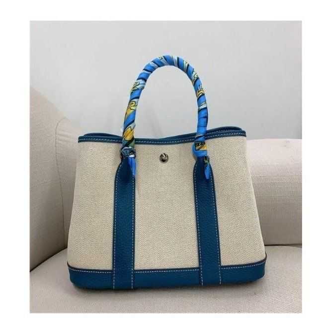 Canvas with leather large denim blue