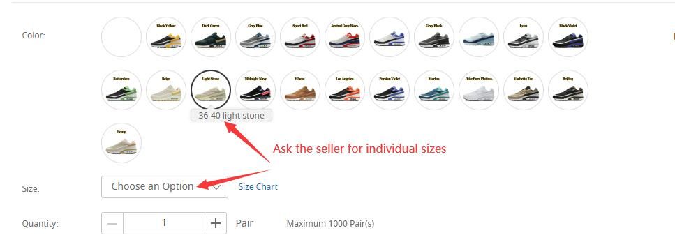 ask the seller for the shoe size