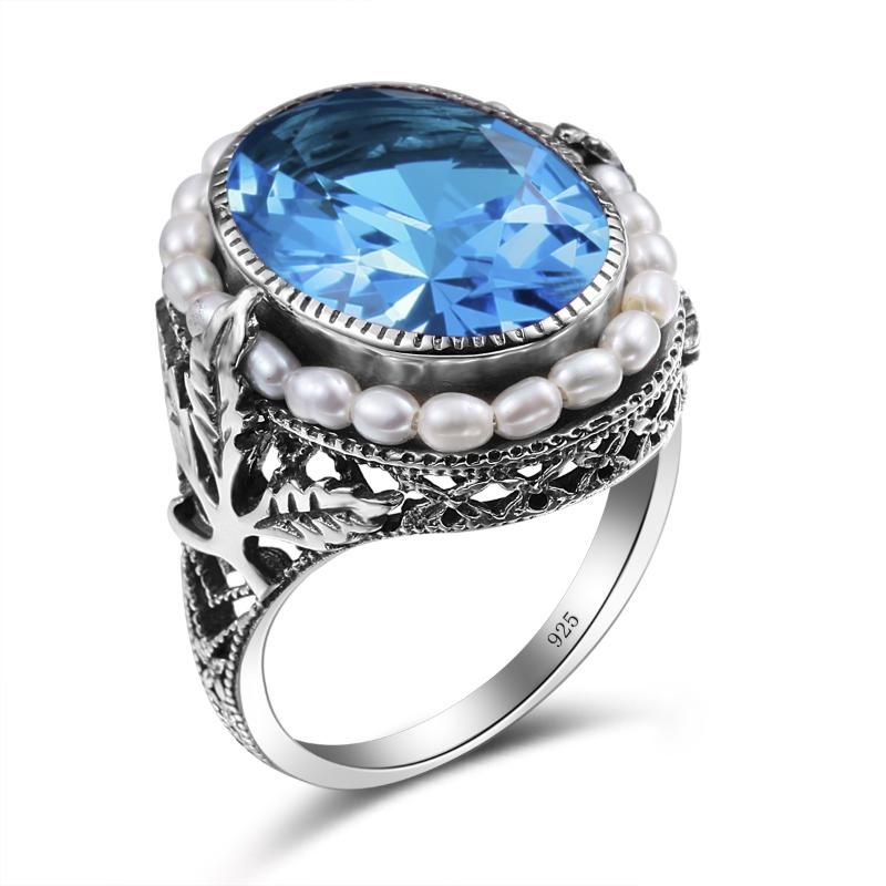 Blauwe topazring 925 Sterling Silver