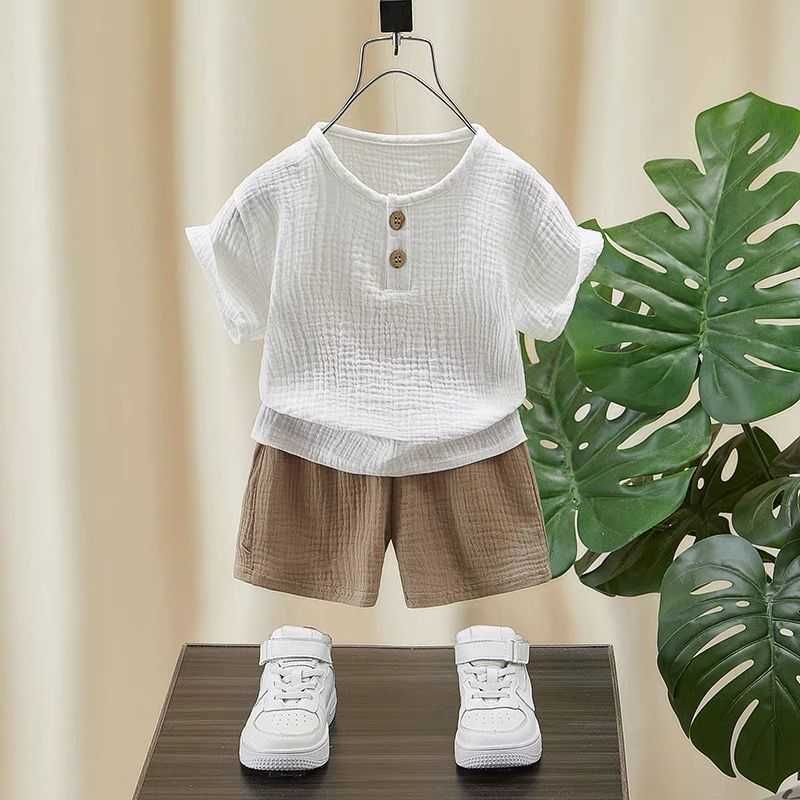 066 brown (white top+brown pants)