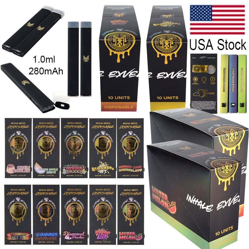 Anniv Coupon Below] USA Stock Muha Meds Disposable Vape Pens Empty Rechargeable 1.0ml Device Pods MM Bar 280mAh Battery Micro USB Charger Long Lating Oil Starter Kits Preheat E Cigarettes From Bestvapefactory,
