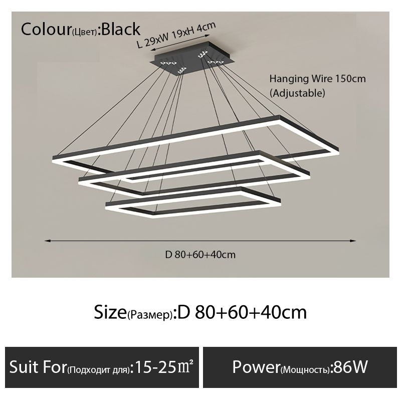 Siyah 80 60 40 cm Sıcak Beyaz (3000k)
