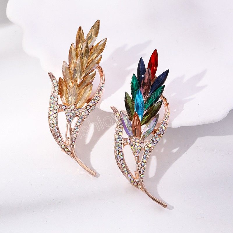 Crystal Wheat Flower Ear Brooch For Weddings And Parties