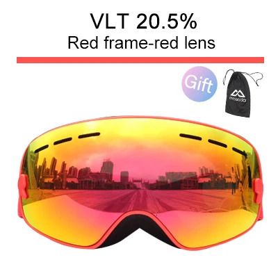 red ski goggles