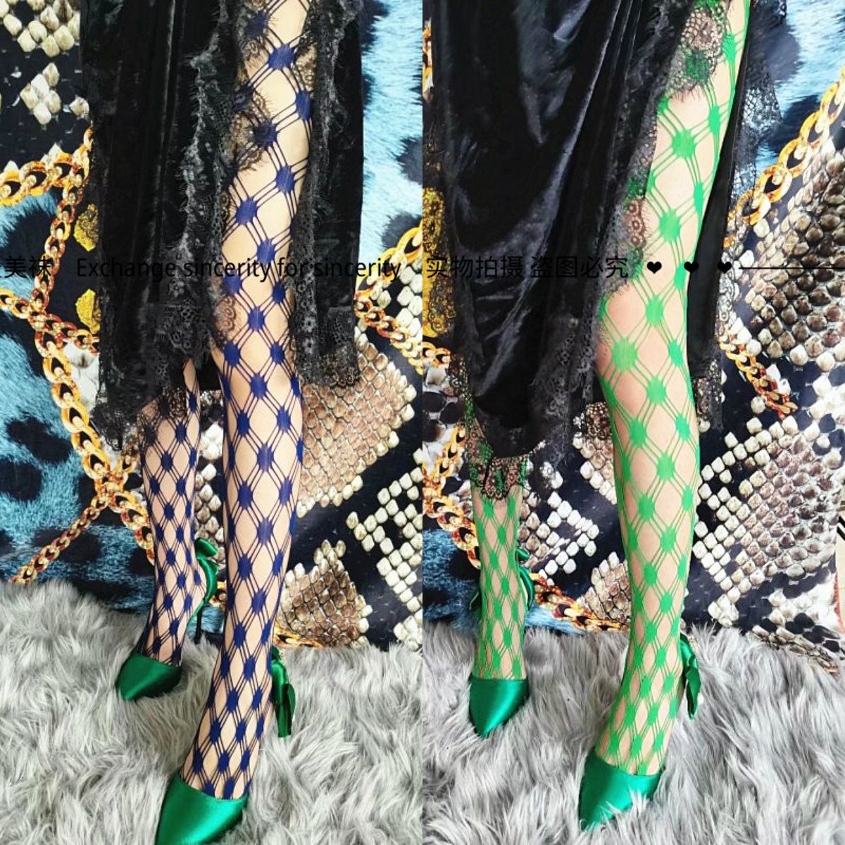 Original Color Irregular Square Hollowed Out Mesh Stockings Plus Size  Tights Printed Tights Spider Stockings Lingerie Fishnet