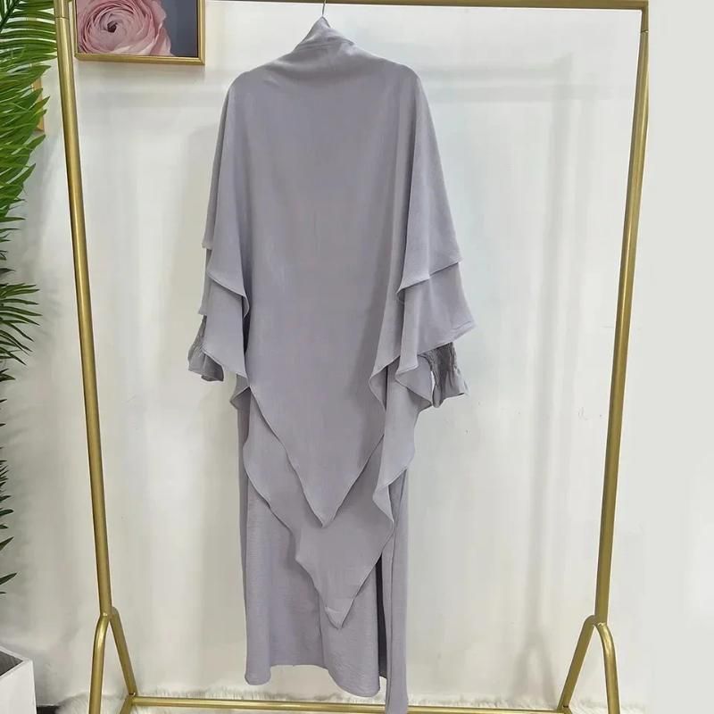 Ensemble Jilbab gris clair M-L