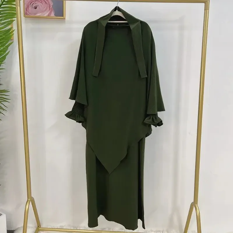 Ensemble Jilbab vert armée M-L