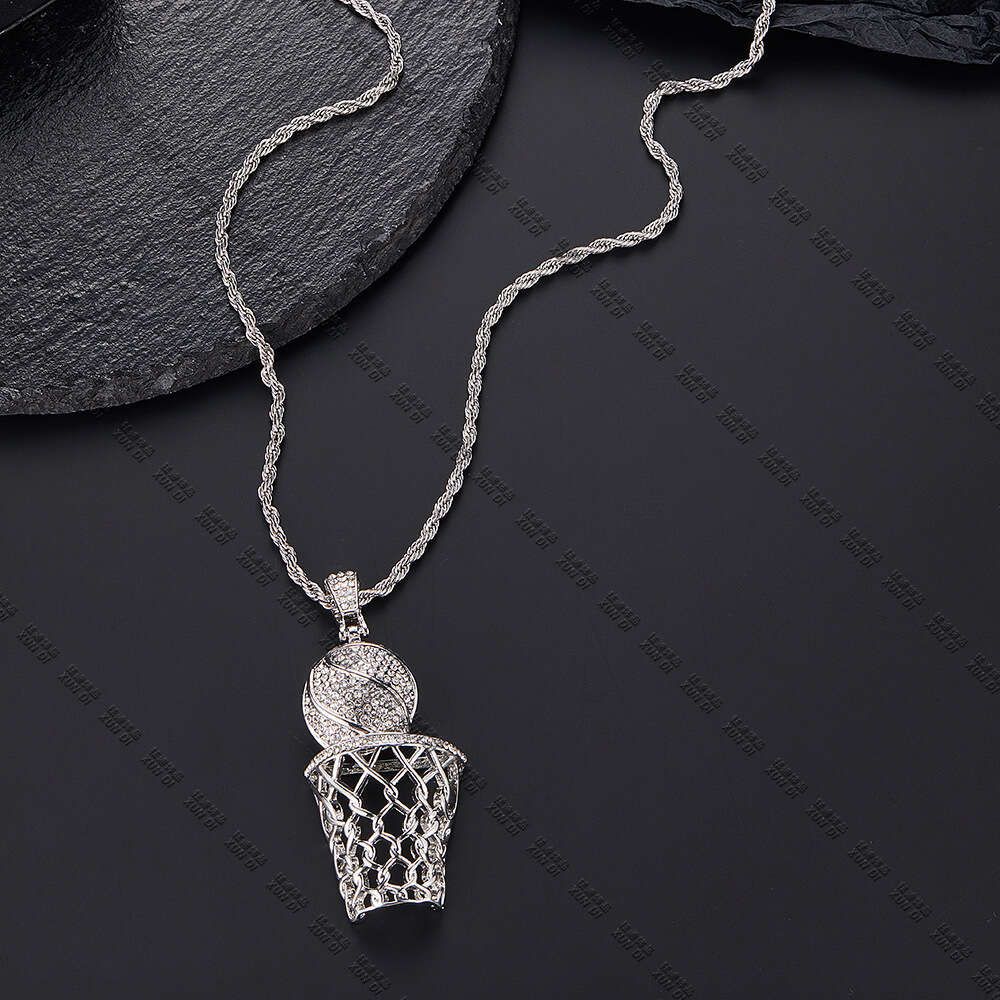 Pendentif Cadre Basket Argent+50cm S