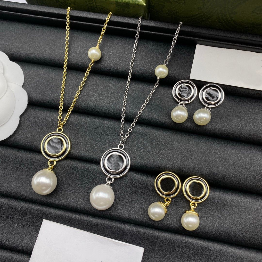 01-2pcs set gold necklace earring