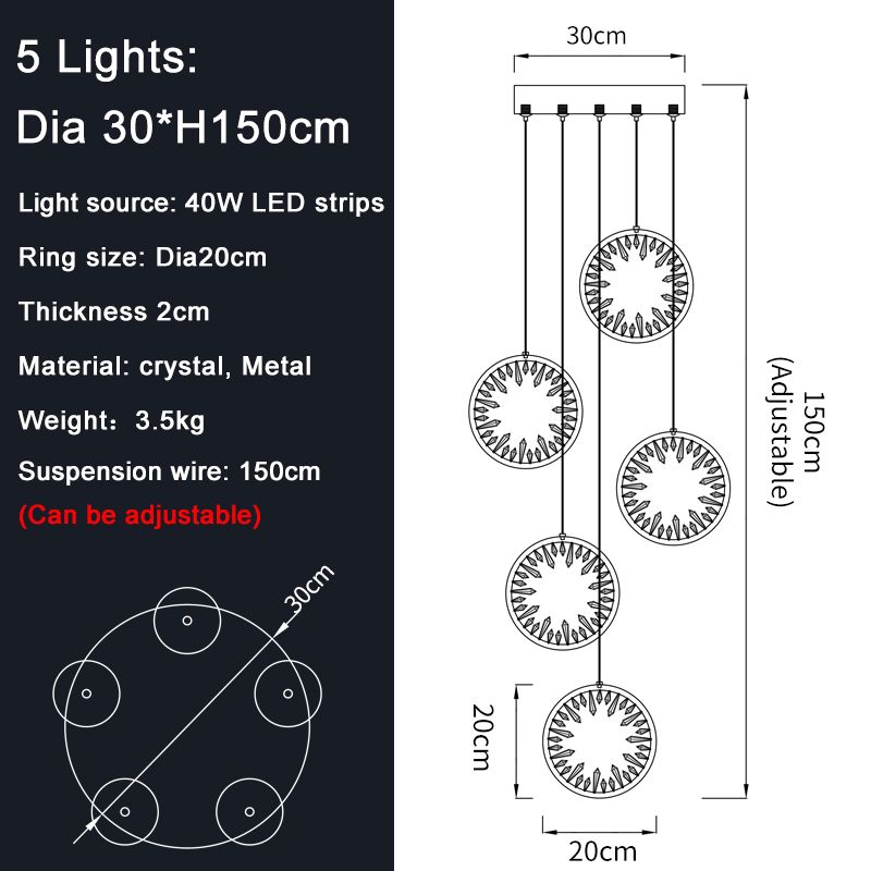 Dia30cm 5 lights Warm Light