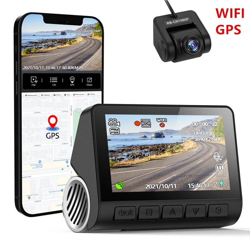 4K+1080P, GPS, WiFi Car Dash Camera with 3inch Touch Screen - China Dash  Camera, Camera