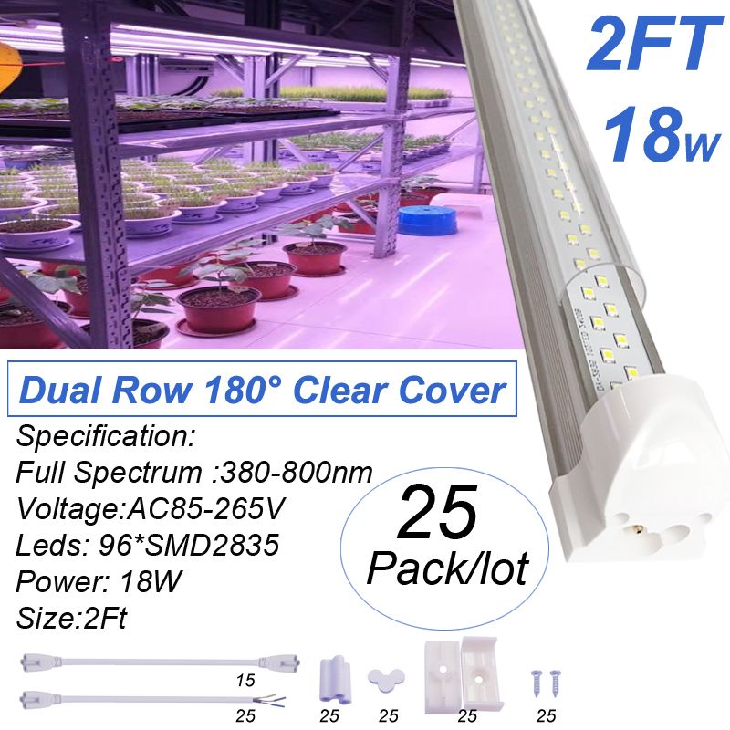 2Ft 18W Dual Row 180° Clear Cover