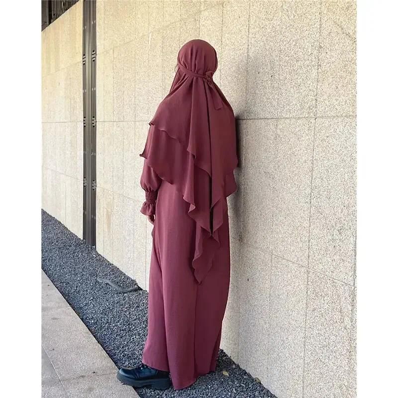 Ensemble Jilbab rouge foncé M-L