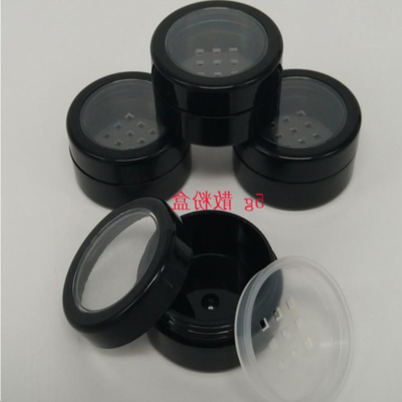 black rimmed lid+black bottle+sifter