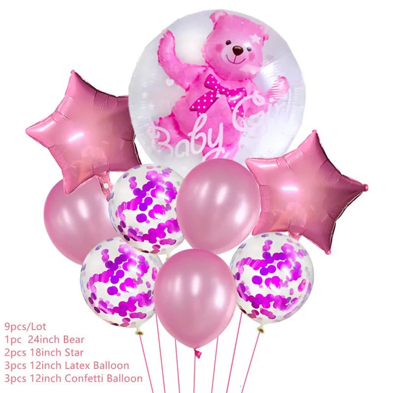 9pcs Bear Star Pink-as pokazano