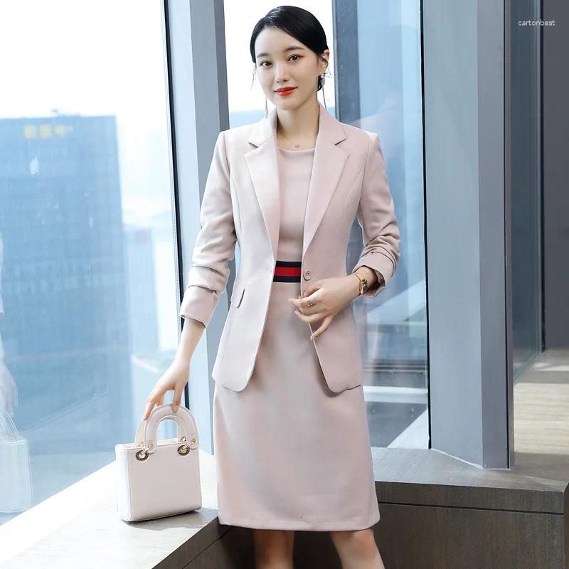 beige coat and dress