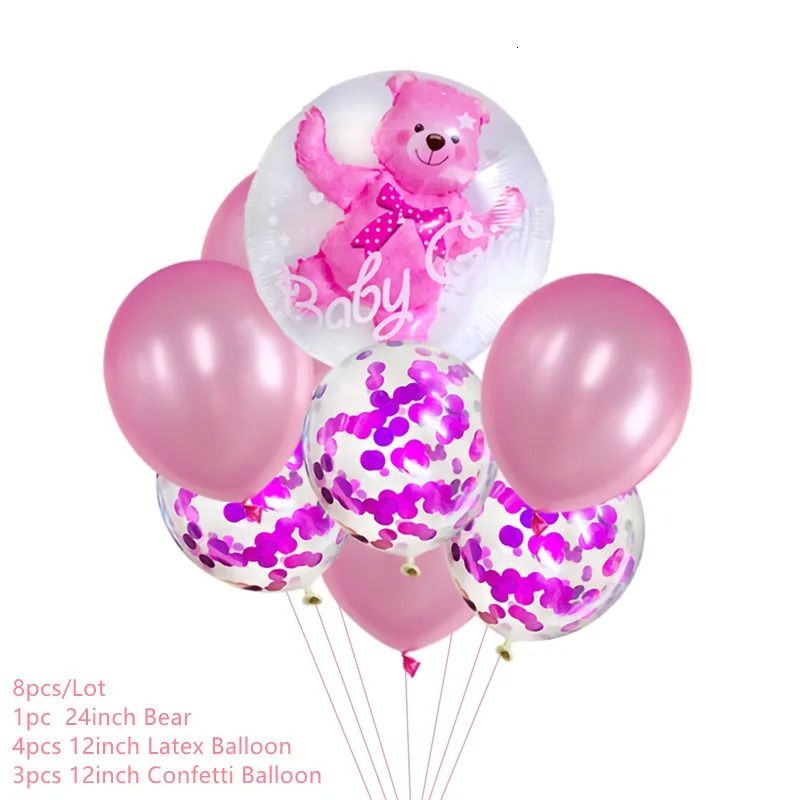 Conjunto de osos de 8 piezas, color rosa, como se muestra