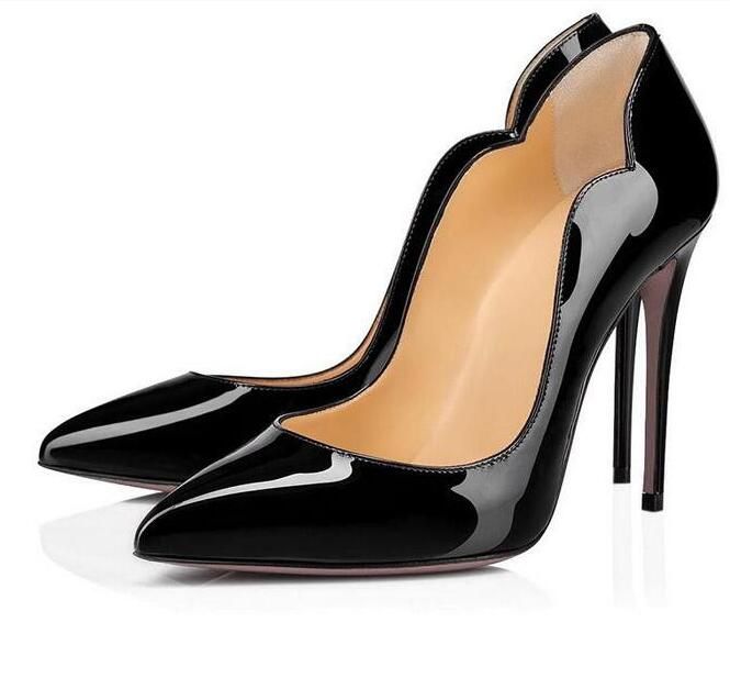 Women Red Sole Pumps 2023 New Sexy Bottom Pointed Toe Black Thin High Heel  Shoes 8cm 10cm 6cm Shallow Sexy Wedding Shoe