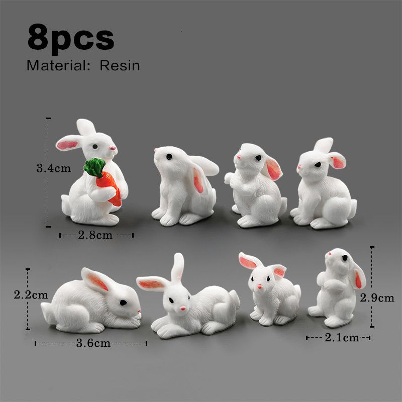 8pcs lapin blanc