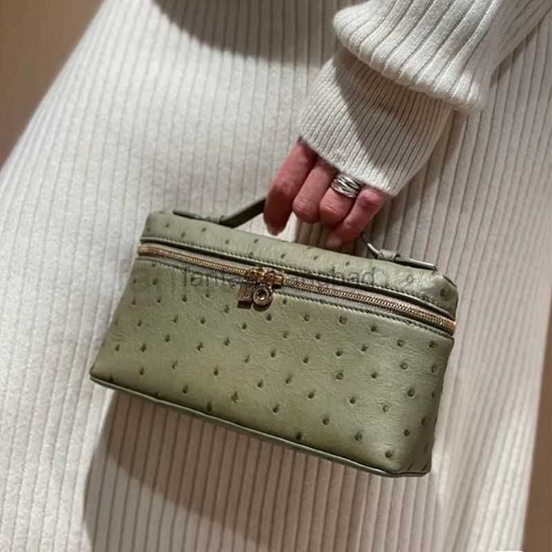 Loro Piana L19 Lunch Box Bag LP Femmes Bambou Tissé Sac Designer Maquillage  Sac En Cuir Véritable Sacs À Main Toile Autruche Stranded Sac À Main Deux