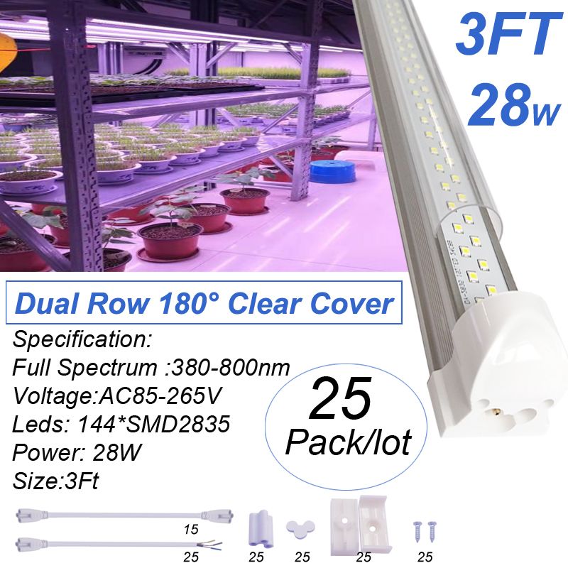 3Ft 28W Dual Row 180° Clear Cover