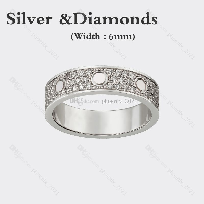 Silver (6mm)-حلقة الحب Diamonds