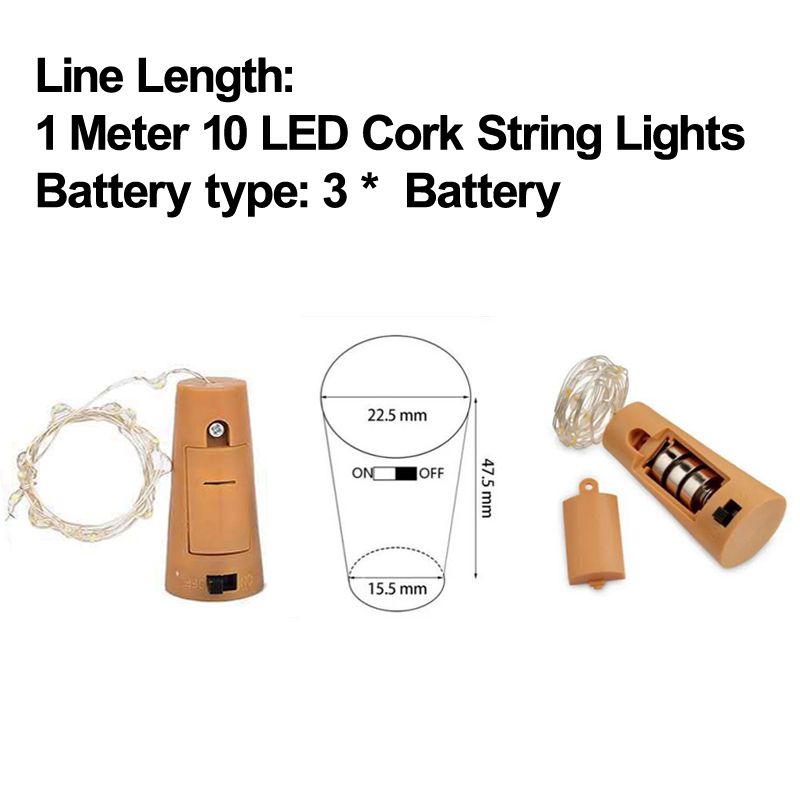 1 Meter 10 LED Cork String Lights