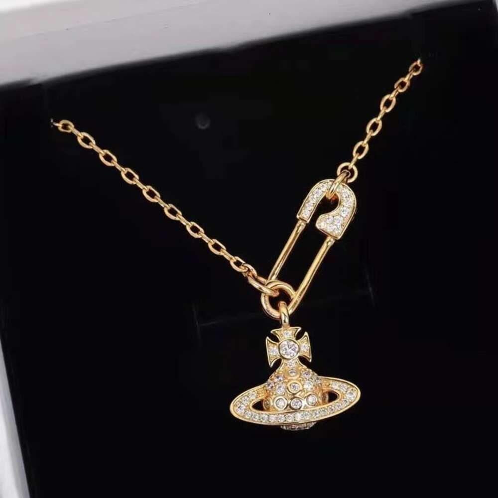 Chain Pin ketting goud