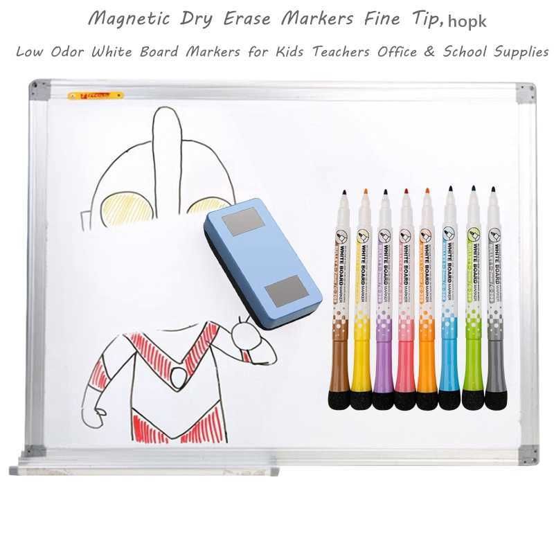 Dry Erase Markers for Whiteboard w/Eraser Caps (8 Pack), Magnetic White  Board Marker Set for Kids, Ultra-Fine Tip, Assorted Colors & Low-Odor, Use  for