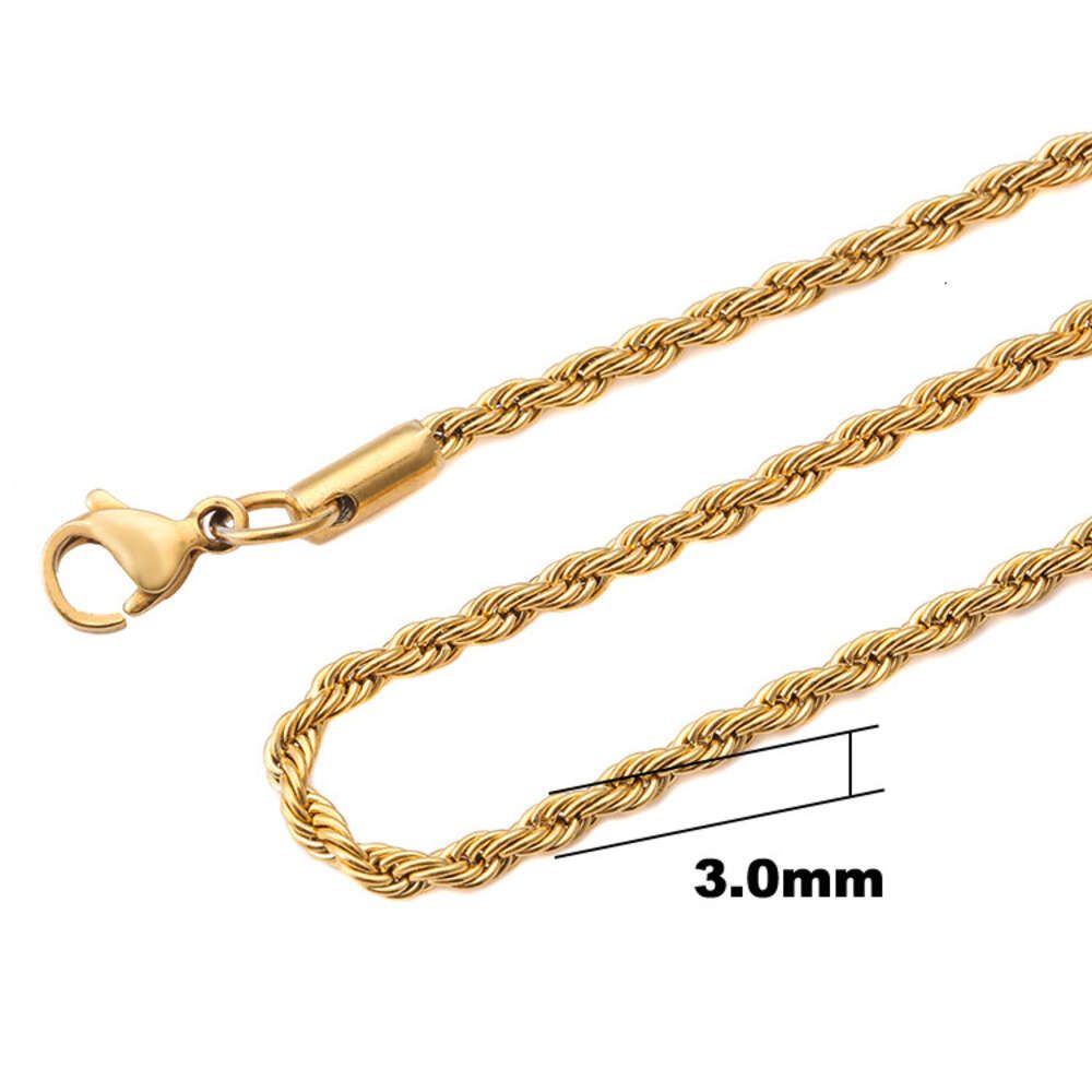 Corrente de corda dourada de 3,0 mm de largura - 18 polegadas