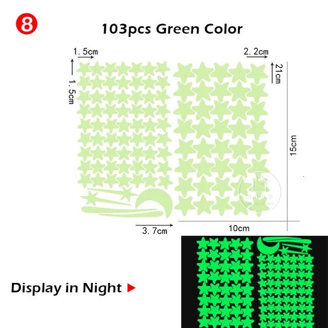 103pcs Green Stars