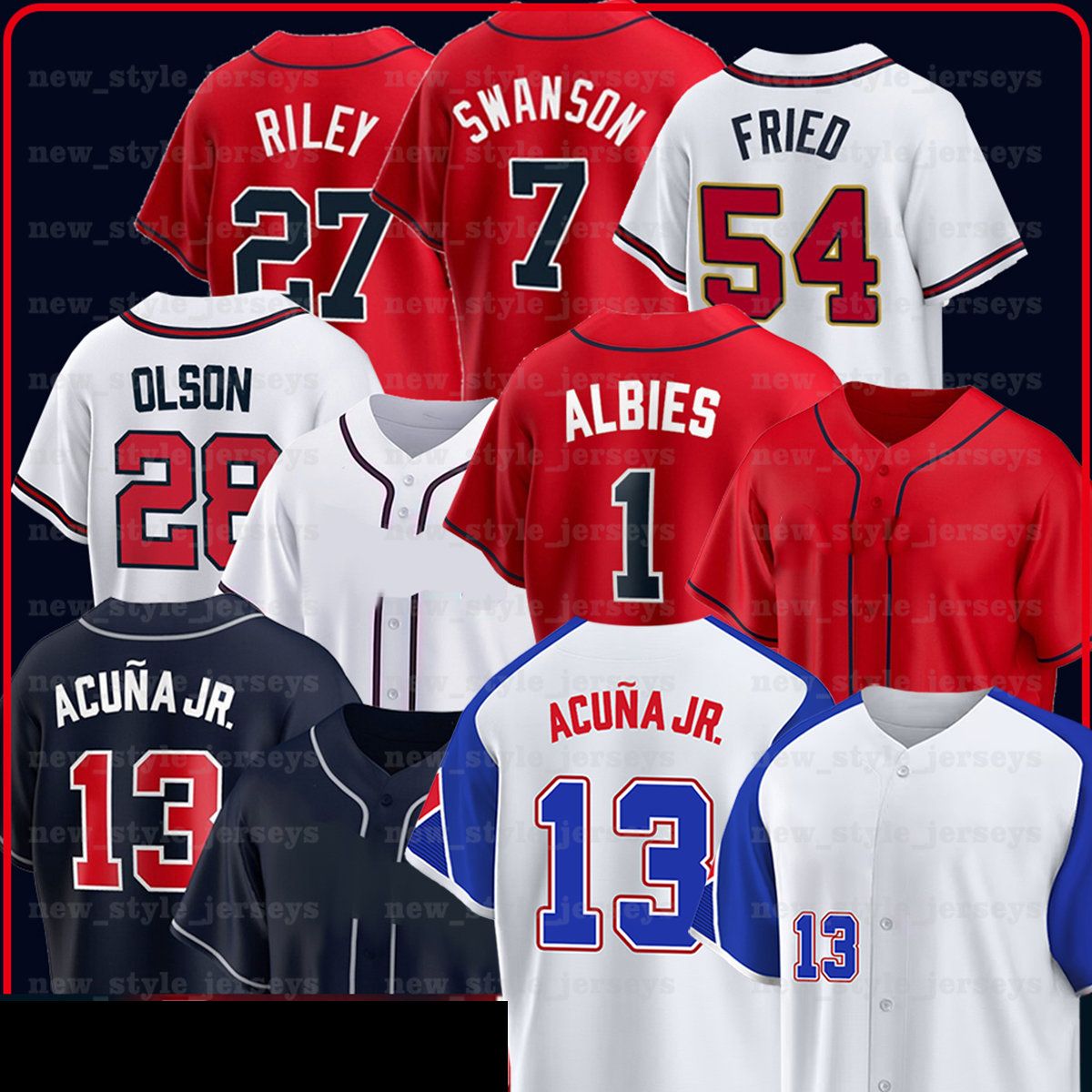 Men's Atlanta Braves 13 Ronald Acuna Jr Blue Throwback Jersey on sale,for  Cheap,wholesale from China