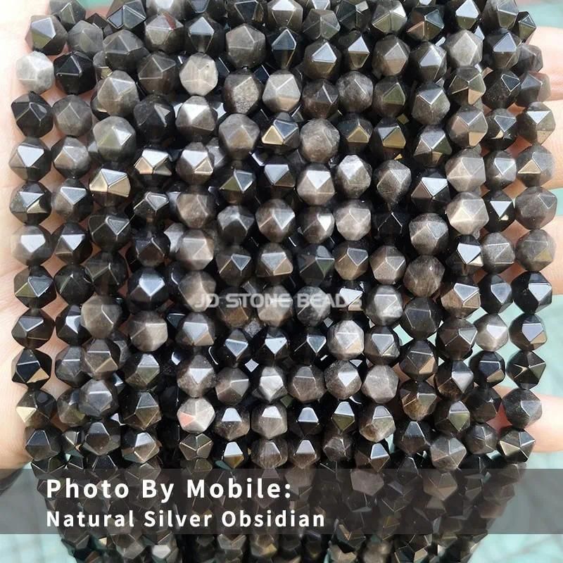 Yaklaşık 6mm 55pcs Gümüş Obsidiyen