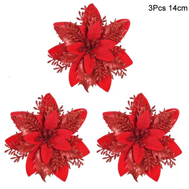 3pcs Red Flower