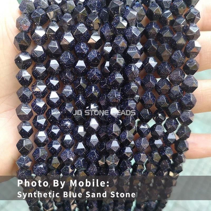 6 mm ok. 55pcs Blue Sand Stone