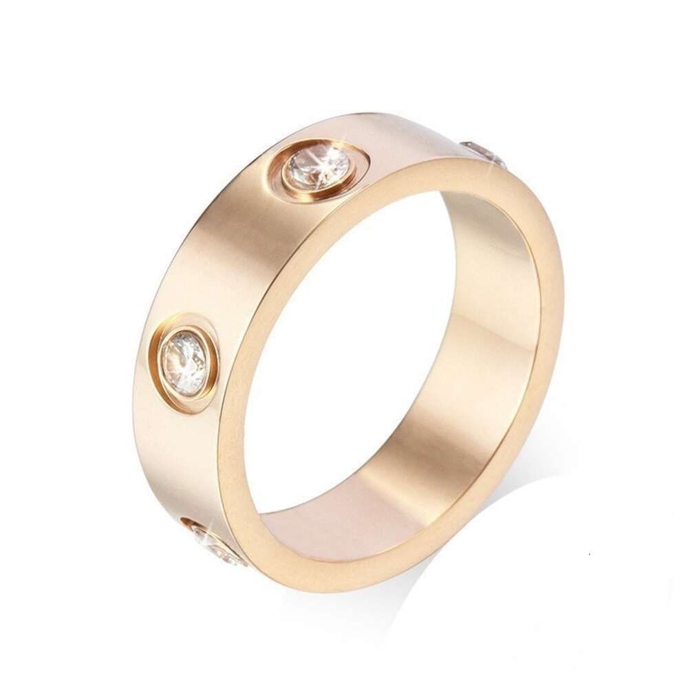 Nessuna stampa in oro rosa 6 mm anello 6 diamante