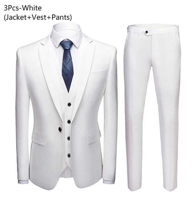 costume blanc 3 pièces
