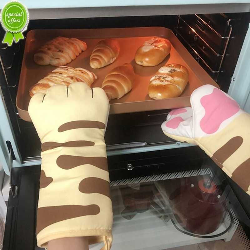 New Cute Cat Paws Oven Mitts Cat Claw Baking Oven Gloves Anti Scald  Microwave Heat Resistant Insulation Non Slip Cat Paw Gloves From Doorkitch,  $4.58