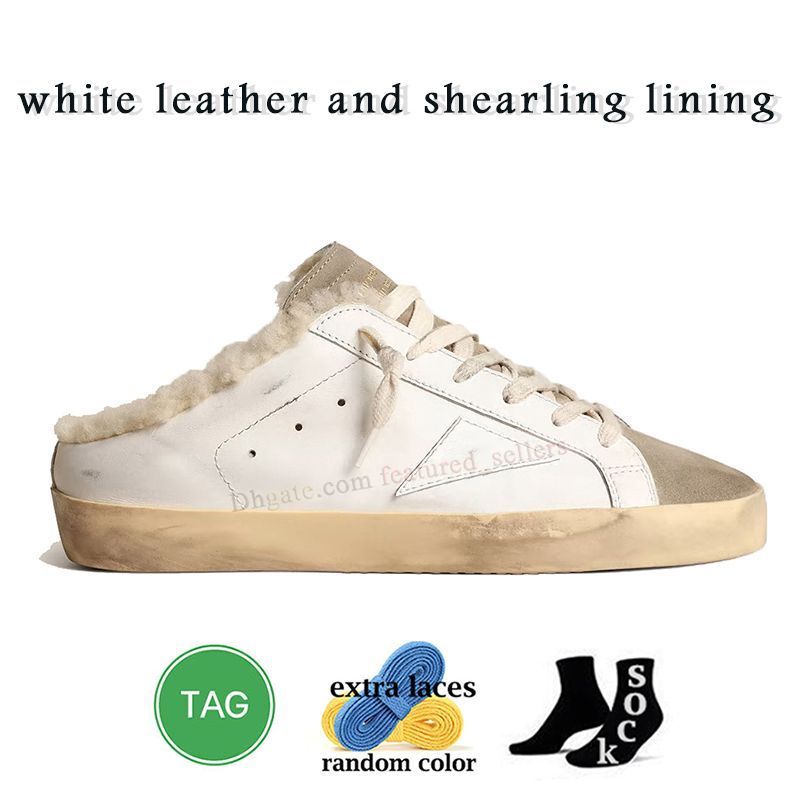 A18 em couro branco e linho shearling