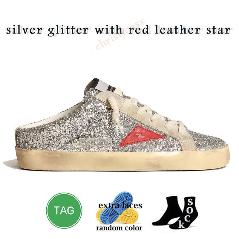 A15 Silver Glitter med röd läderstjärna