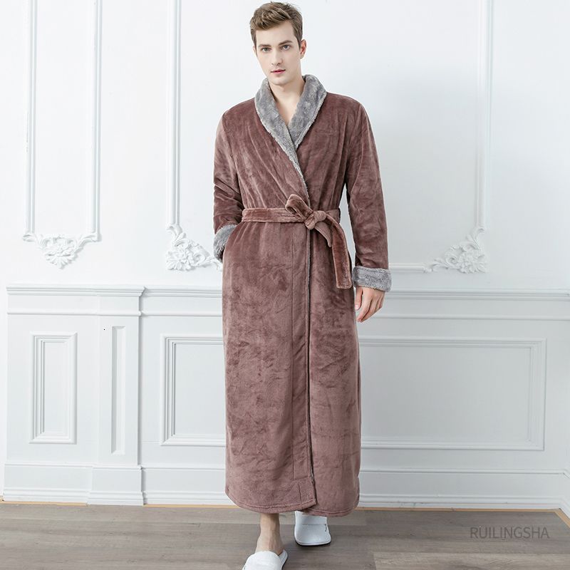 Men Fur Robe Coffee-XL