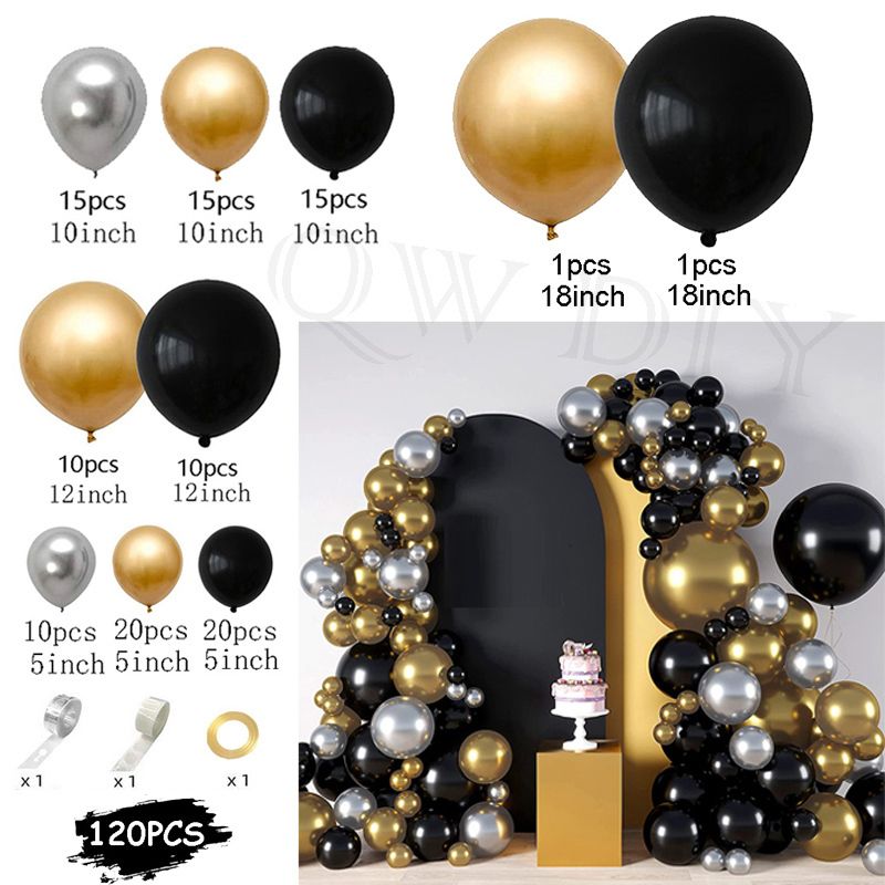120pcs Black Gold-Round-As Pictures